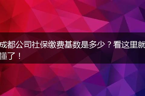 成都公司社保缴费基数是多少？看这里就懂了！