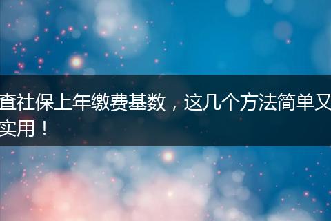 查社保上年缴费基数，这几个方法简单又实用！