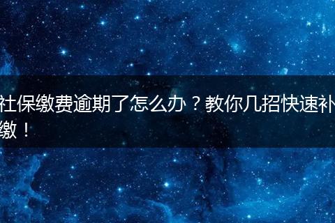 社保缴费逾期了怎么办？教你几招快速补缴！
