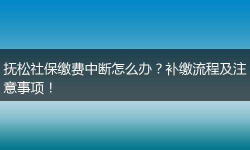 抚松社保缴费中断怎么办？补缴流程及注意事项！