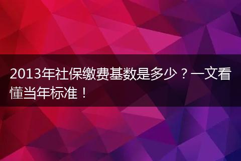2013年社保缴费基数是多少？一文看懂当年标准！