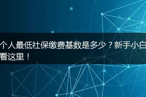 个人最低社保缴费基数是多少？新手小白看这里！