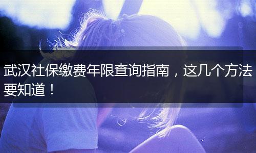 武汉社保缴费年限查询指南，这几个方法要知道！
