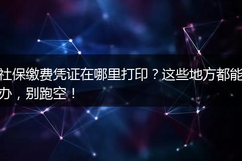社保缴费凭证在哪里打印？这些地方都能办，别跑空！