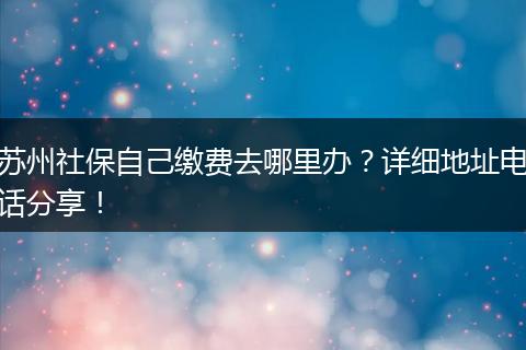 苏州社保自己缴费去哪里办？详细地址电话分享！