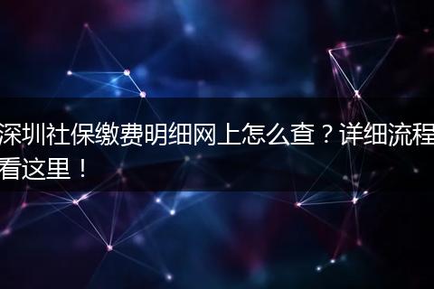 深圳社保缴费明细网上怎么查？详细流程看这里！
