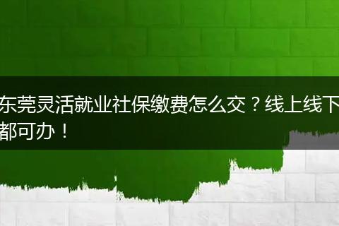 东莞灵活就业社保缴费怎么交？线上线下都可办！