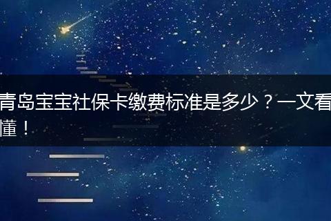 青岛宝宝社保卡缴费标准是多少？一文看懂！
