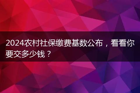 2024农村社保缴费基数公布，看看你要交多少钱？