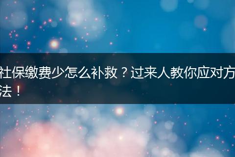 社保缴费少怎么补救？过来人教你应对方法！