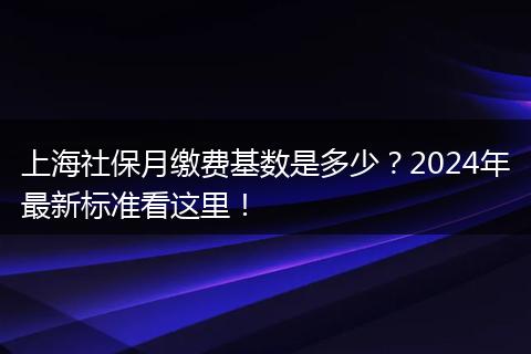 上海社保月缴费基数是多少？2024年最新标准看这里！