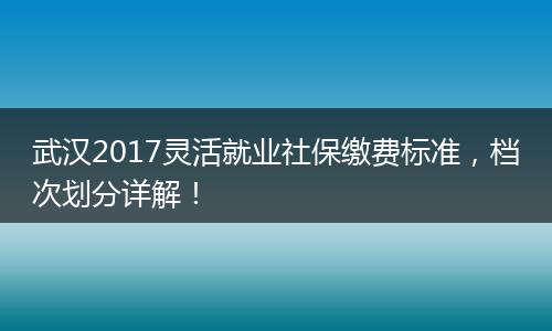 武汉2017灵活就业社保缴费标准，档次划分详解！