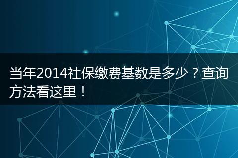 当年2014社保缴费基数是多少？查询方法看这里！