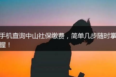 手机查询中山社保缴费，简单几步随时掌握！