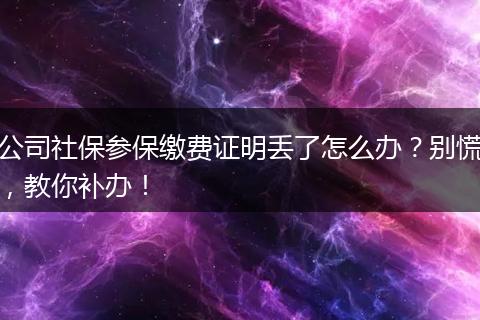 公司社保参保缴费证明丢了怎么办？别慌，教你补办！