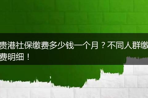 贵港社保缴费多少钱一个月？不同人群缴费明细！