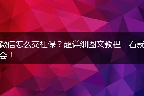 微信怎么交社保？超详细图文教程一看就会！