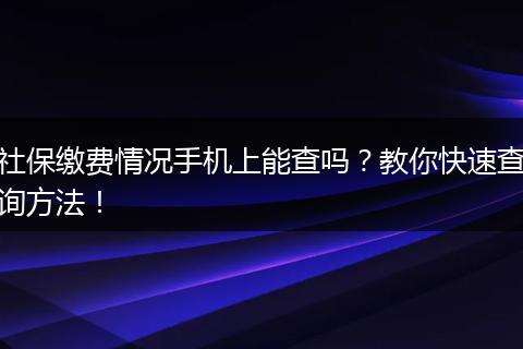 社保缴费情况手机上能查吗？教你快速查询方法！