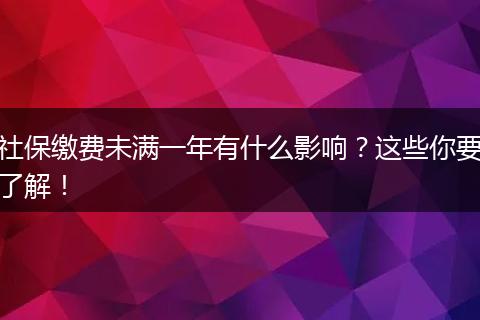 社保缴费未满一年有什么影响？这些你要了解！