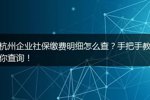 杭州企业社保缴费明细怎么查？手把手教你查询！