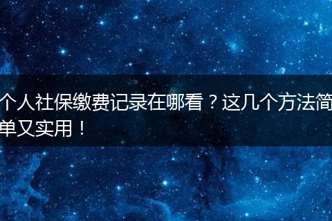 个人社保缴费记录在哪看？这几个方法简单又实用！