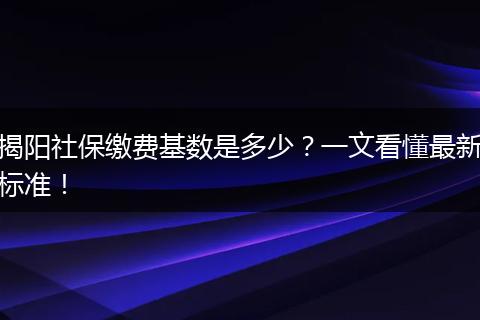 揭阳社保缴费基数是多少？一文看懂最新标准！