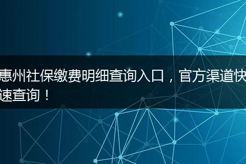 惠州社保缴费明细查询入口，官方渠道快速查询！