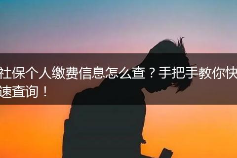社保个人缴费信息怎么查？手把手教你快速查询！