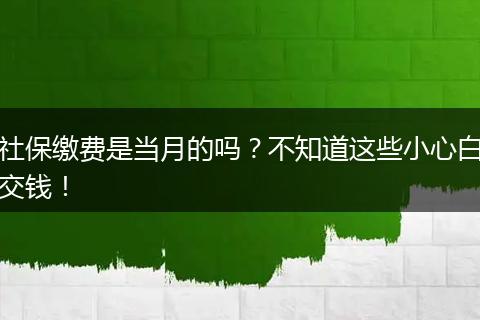 社保缴费是当月的吗？不知道这些小心白交钱！