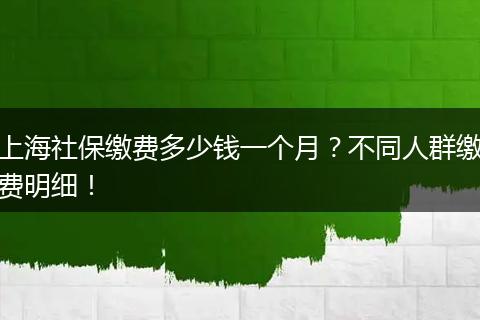 上海社保缴费多少钱一个月？不同人群缴费明细！