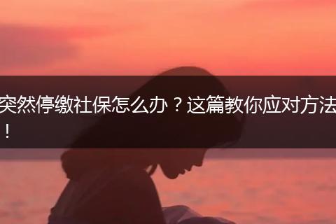 突然停缴社保怎么办？这篇教你应对方法！
