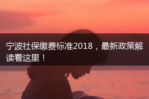 宁波社保缴费标准2018，最新政策解读看这里！
