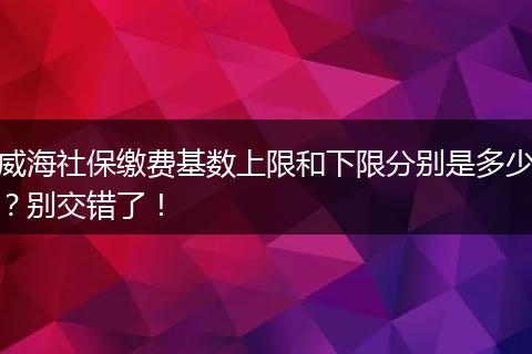 威海社保缴费基数上限和下限分别是多少？别交错了！