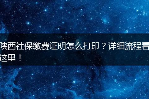 陕西社保缴费证明怎么打印？详细流程看这里！