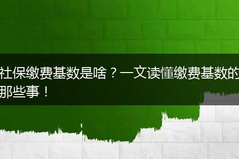 社保缴费基数是啥？一文读懂缴费基数的那些事！