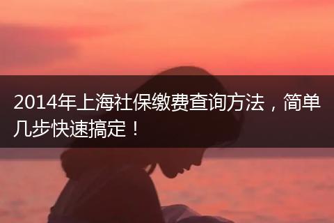 2014年上海社保缴费查询方法，简单几步快速搞定！