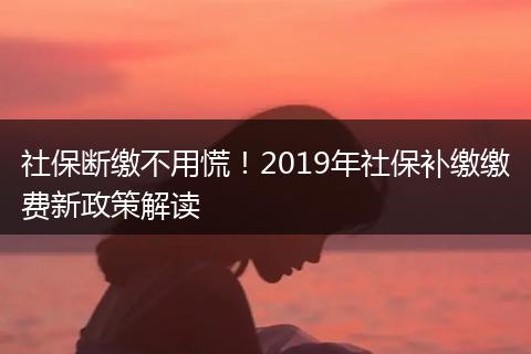 社保断缴不用慌！2019年社保补缴缴费新政策解读