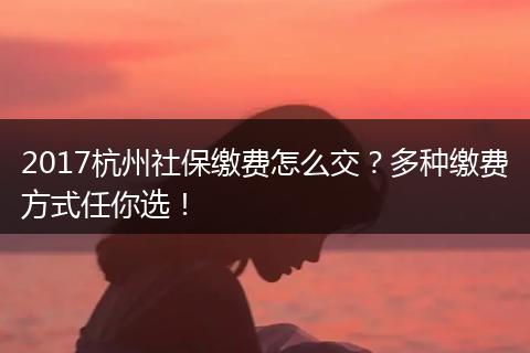 2017杭州社保缴费怎么交？多种缴费方式任你选！