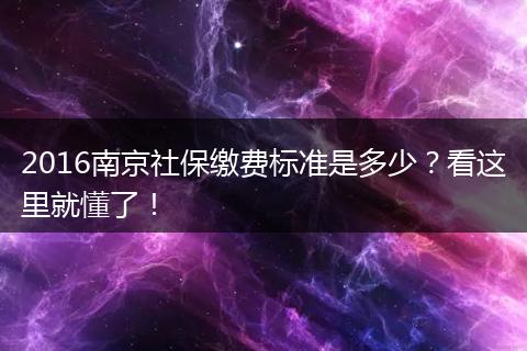 2016南京社保缴费标准是多少？看这里就懂了！
