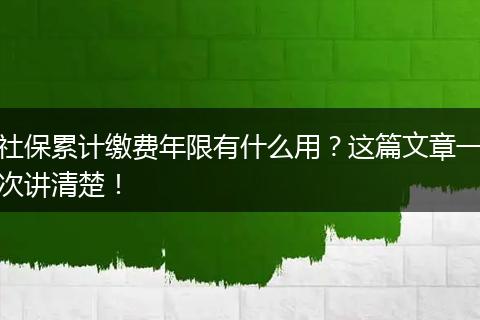 社保累计缴费年限有什么用？这篇文章一次讲清楚！
