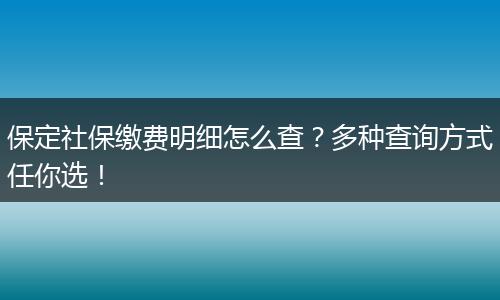 保定社保缴费明细怎么查？多种查询方式任你选！