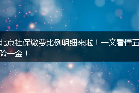 北京社保缴费比例明细来啦！一文看懂五险一金！