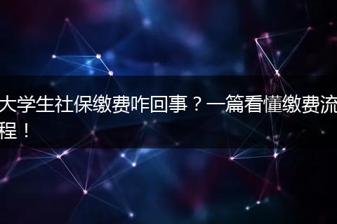 大学生社保缴费咋回事？一篇看懂缴费流程！