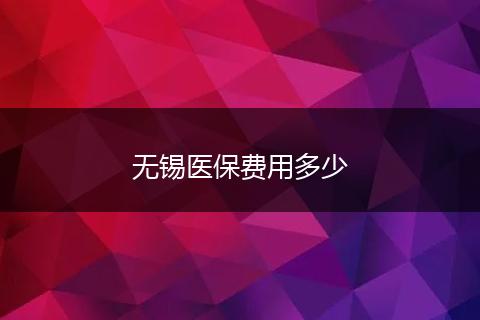 无锡医保费用多少