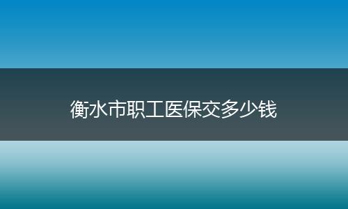衡水市职工医保交多少钱