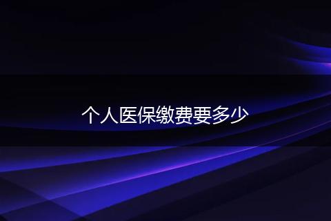 个人医保缴费要多少