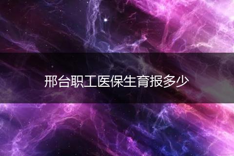 邢台职工医保生育报多少