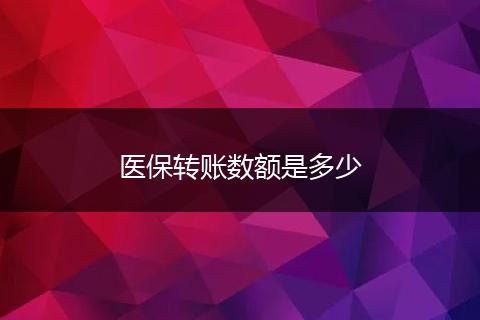 医保转账数额是多少