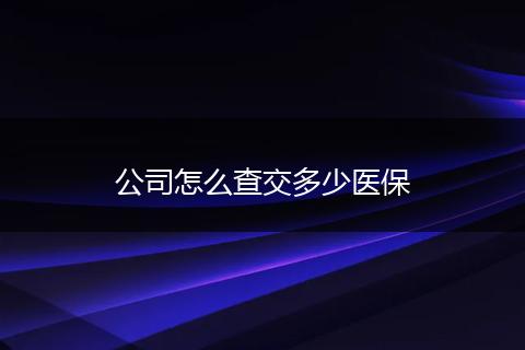 公司怎么查交多少医保