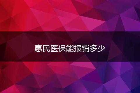 惠民医保能报销多少